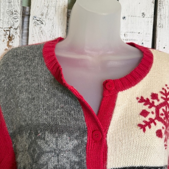 VTG Cherokee Holiday Cardigan Sweater Ugly Christmas Mohair/Cotton Blend Size 1X - Picture 3 of 12